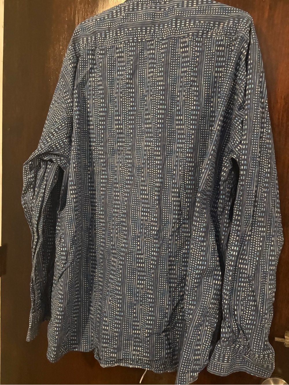 Men’s Mirto Spain Indigo Geo-Print Button-Down Shirt. Size XXL. - Picture 8 of 8